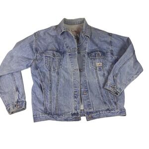 ENUF Denim Jacket  Medium Light Wash Excellent Made In USA Trucker Vintage